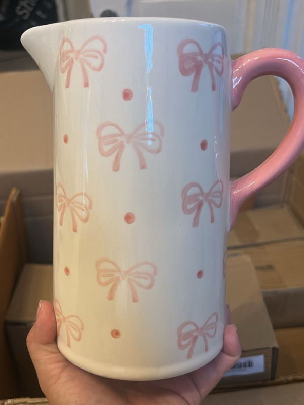 Jarra decorativa Laço ( Branco e Rosa )