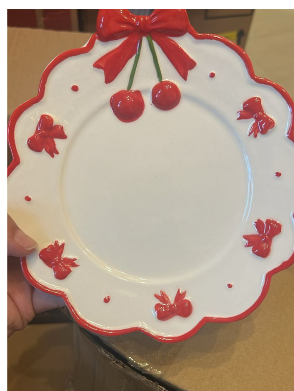 Prato de sobremesa cereja Branca e Vermelha